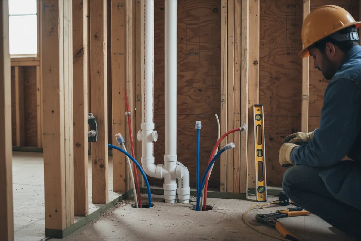 Drain and supply rough-in during Toilet Repair and Installation in Arnolds Park